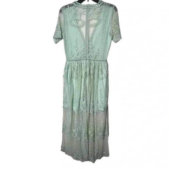 1733. UNBRANDED LACE MAXI LENGTH DRESS SIZE MEDIUM MINT GREEN IN COLOR EMBROIDER - Picture 7 of 10